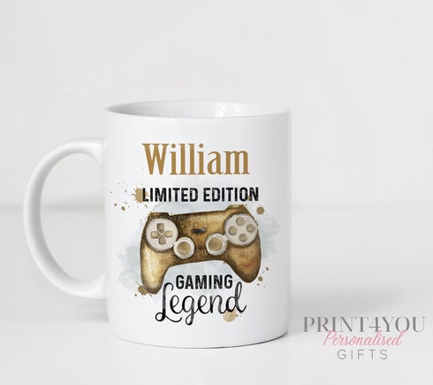 Gold Gaming Gamer second design Controller personalised White mug