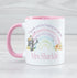 Pink Rainbow Teacher Mug, Thank you for helping me Grow, Personalised Gift