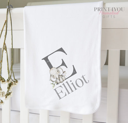 Personalised Baby day suit, Elephant Alphabet Letter, Babies New Baby Clothing Gift Set, White Romper Onsie babygrow