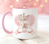 Pink trim mug Boho Tribal Deer name personalised Christmas stocking filler gift silver and pink theme