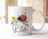 Ladybird on a leaf and Name, Gift for Her, Personalised Gift Mug