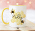 Yellow Trim Bumble Bee honeycomb Personalised gift mug – Friendship – Grandparents – Bee Keeper – friendship Present - Full white mug