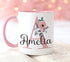Personalised gift mug, Pink Handle Mug, Gorgeous Floral Pink letter and Name