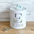 Personalised Ceramic White Money Box Coin Bank - Safari Elephant Jungle Animal and letter