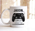 Personalized Gaming Gift - White Mug with Black Handle and Controller Print