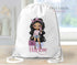 Personalised School PE / Gym / Swim Bag, Back to School kids drawstring bag, Water resistant bag for boys, Fashion Girl With handbag