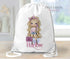 Personalised School PE / Gym / Swim Bag, Back to School kids drawstring bag, Water resistant bag for boys, Fashion Girl With handbag