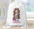 Personalised School PE / Gym / Swim Bag, Back to School kids drawstring bag, Water resistant bag for boys, Fashion Girl With handbag