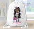 Personalised School PE / Gym / Swim Bag, Back to School kids drawstring bag, Water resistant bag for boys, Fashion Girl With handbag