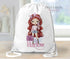 Personalised School PE / Gym / Swim Bag, Back to School kids drawstring bag, Water resistant bag for boys, Fashion Girl With handbag