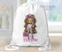 Personalised School PE / Gym / Swim Bag, Back to School kids drawstring bag, Water resistant bag for boys, Fashion Girl With handbag