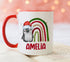 Exclusive Penguin Rainbow with Santa Hat Personalised Christmas gift mug