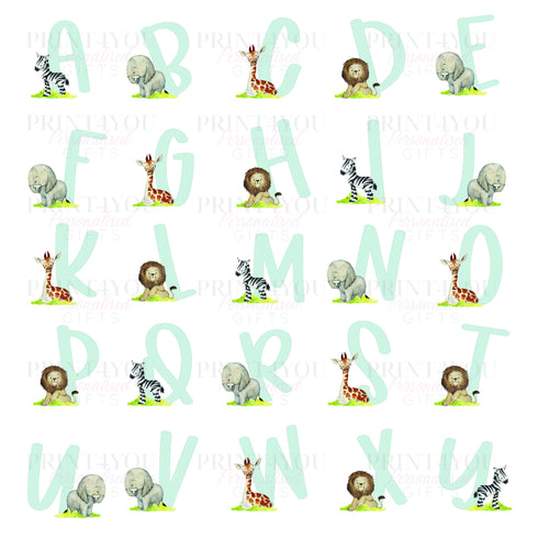 Personalised Ceramic White Money Box Coin Bank - Safari Animals alphabet