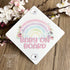 Baby on Board Aluminium Car Window Safety Sign | Polite Driver Notice | Kids Car Accessories | Pink Pastel Rainbow and Butterflies