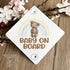 Baby on Board Aluminium Car Window Safety Sign | Polite Driver Notice | Kids Car Accessories | Brown Pastel Rainbow Teddy Bear