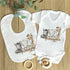Personalised Baby and Toddler white Body suit and vest, New Baby Gift Set, Safari Jungle Animals
