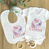 Personalised Baby and Toddler white Body suit and vest, New Baby Gift Set, Pink and Purple Butterflies with name