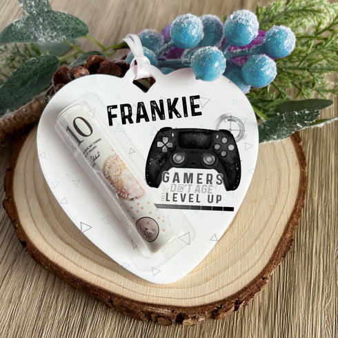 Gaming Controller Heart Personalised Money holder, Acrylic Birthday Decoration, Money Pouch