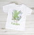 Children's White Cotton Personalised T-shirt - Dinosaur Alphabet Letter and name
