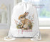 Personalised School PE / Gym / Swim Bag, Back to School kids drawstring bag, Water resistant bag, Rabbit and Flowers