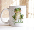 Light green trim mug children's personalised mug (full size), Green Frog