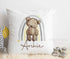 New Baby Gift Cushion | Brown Teddy Bear Rainbow | Personalised Children's Gift Cushion