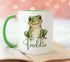 Light green trim mug children's personalised mug (full size), Green Frog