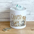 Personalised Ceramic White Money Box Coin Bank - Mixed Safari Animals