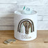 Personalised Ceramic White Money Box Coin Bank - Safari Elephant rainbow