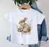 Children's White Cotton Personalised T-shirt - Easter bunny rabbit with flowers