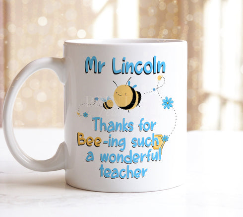 Personalised Thank You mug, teacher Gift ideas, Being A Wonderful Teacher Pink or Blue