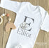 Personalised Baby day suit, Elephant Alphabet Letter, Babies New Baby Clothing Gift Set, White Romper Onsie babygrow