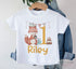Personalised Birthday T-Shirt ANY AGE - Cotton White Top, Fox with banner and cake, any number any age