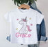 Personalised Unicorn Birthday T-Shirt ANY AGE - Cotton White Top, any number any age, (Set 3)