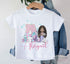 Personalised Mermaid Birthday T-Shirt - Cotton White Top, any Alphabet letter, Darker skin mermaid