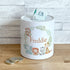 Personalised Ceramic White Money Box Coin Bank - Jungle Safari Animals Wreath
