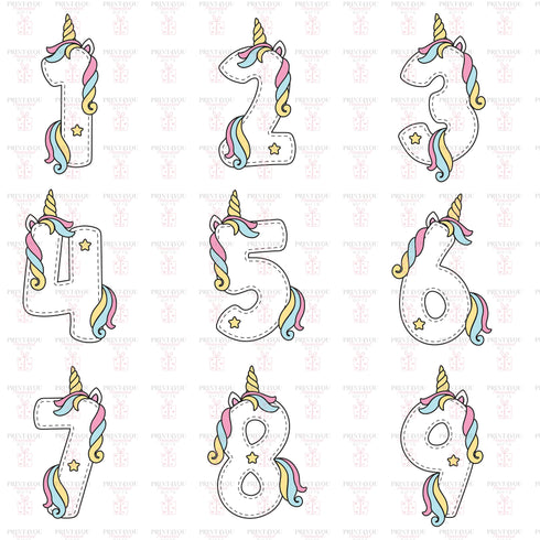 Personalised Unicorn Birthday T-Shirt ANY AGE - Cotton White Top, any number any age, (Set 4)
