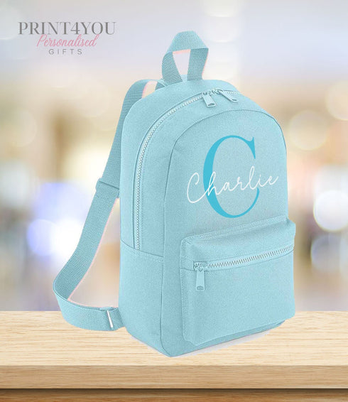 Personalised Kids Backpack, School Rucksack, Nursery Bag, Other colours, Monogram Initial and script name