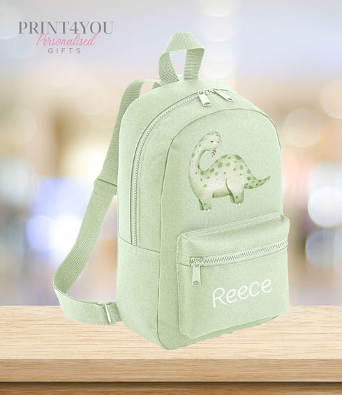 Personalised Kids Backpack, School Rucksack, Nursery Bag, Other colours, Dinosaur and name