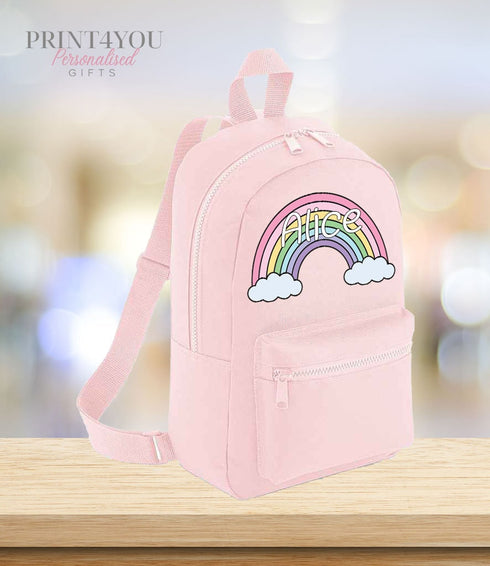 Personalised Kids Backpack, School Rucksack, Nursery Bag, Other colours, Rainbow and name