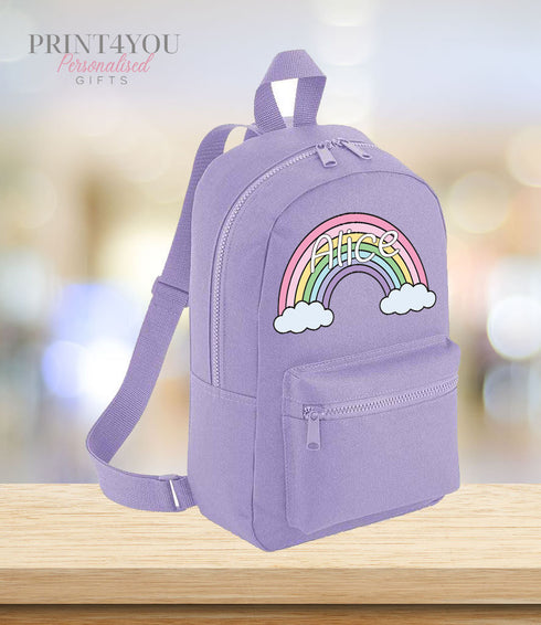 Personalised Kids Backpack, School Rucksack, Nursery Bag, Other colours, Rainbow and name