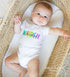 Children's White Cotton Personalised T-shirt - Colourful Rainbow Name