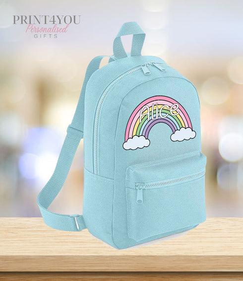 Personalised Kids Backpack, School Rucksack, Nursery Bag, Other colours, Rainbow and name