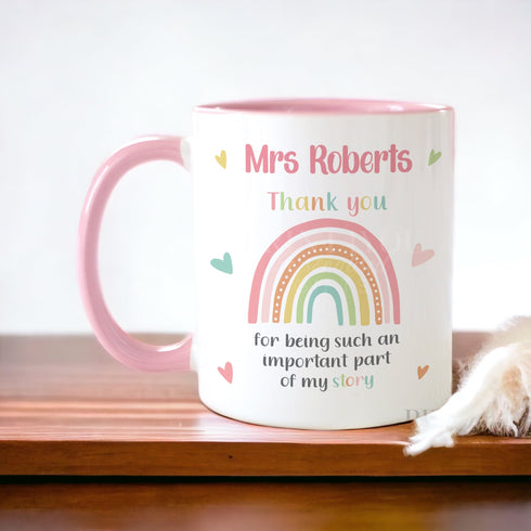 Personalised Teacher Thank You Mug – Rainbow School Gift for End of Term