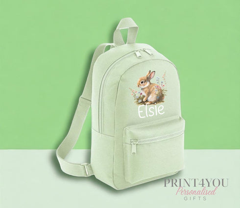 Personalised Kids Backpack, School Rucksack, Nursery Bag, Other colours, Bunny Rabbit and name