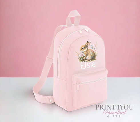 Personalised Kids Backpack, School Rucksack, Nursery Bag, Other colours, Bunny Rabbit and name