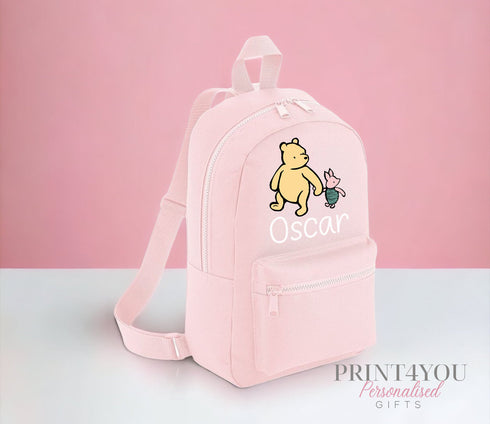 Personalised Kids Backpack, School Rucksack, Nursery Bag, Other colours, Classic Pooh Bear and name