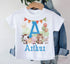 Personalised Boys Farmyard T-Shirt any Letter - Cotton White Top, Fun farm animals with a blue theme