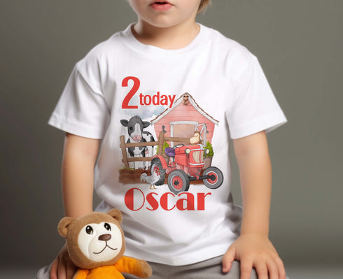 Birthday Farm Tractor T-shirt, Cute Tee Top for Toddler, Any Age