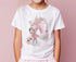 Children's White Cotton Personalised T-shirt Only - Pink Rainbow and Ballerina Dancer